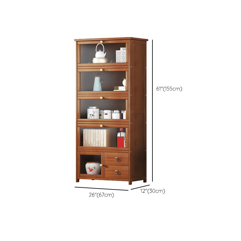 Mid-Century Modern Wood Accent Cabinet 26.4" W Glass Paned Chest in Brown Clearhalo 'Cabinets & Chests' 'cabinets_chests' 'furn' 'furn_cabinets_chests' 'Furniture' 'Living Room Furniture' 1200x1200_164828b3-b07a-4ea8-a7cd-59950b928833