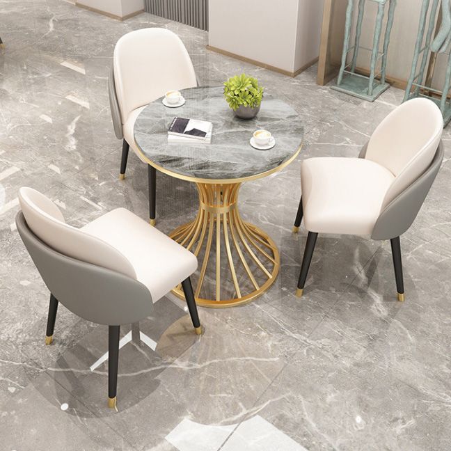 Polished Finish Dinette Table for Home Traditional Luxury Round Dining Table Clearhalo 'Dining Tables & Seating' 'Dining Tables' 'dining_table' 'furn' 'furn_dining_table' 'Furniture' 'Kitchen & Dining Furniture' 1200x1200_164a2299-f33d-46a1-a77e-1ed97a34a8f6