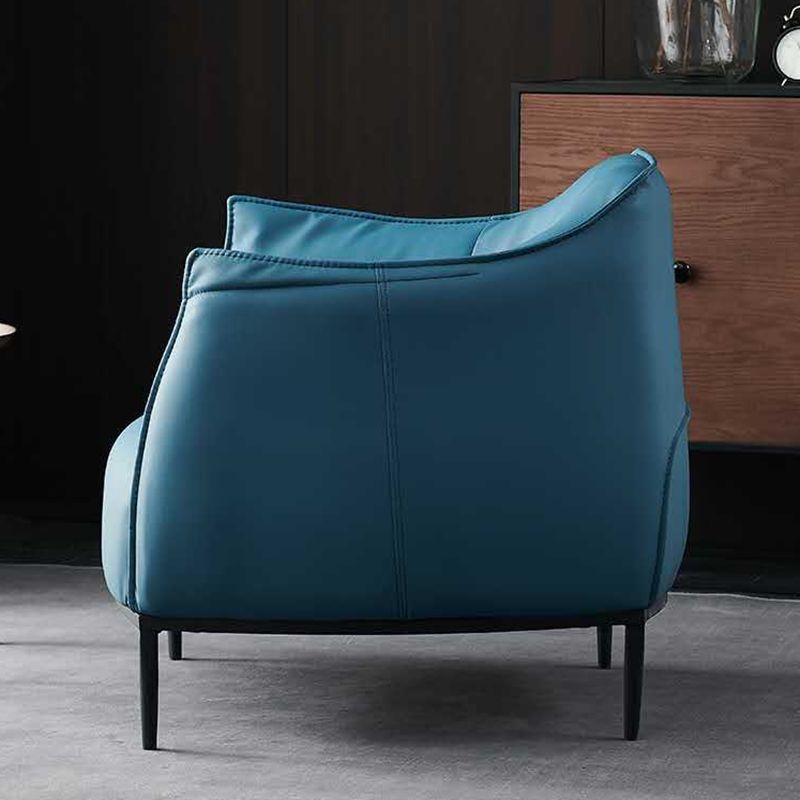 Modern Style Leather Armrest Fixed Backrest Black Base Upholstered Armed Chair