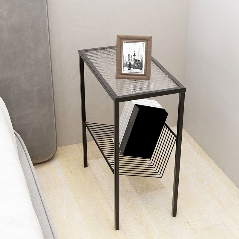 Modern Glass Top Night Table Open Storage 1-Shelf 23 Inch H Nightstand Clearhalo 'Bedroom Furniture' 'furn' 'furn_night_stand' 'Furniture' 'night_stand' 'Nightstands' 1200x1200_164bcdbf-e221-4193-b9a3-ee833f89ee4b