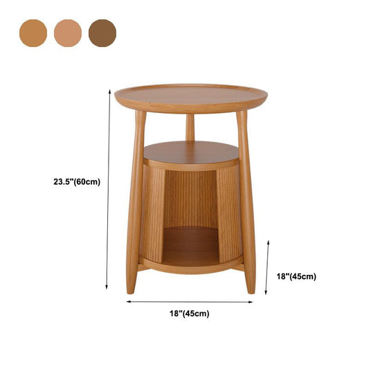 Tavolino in legno solido rotondo scandinavo Tavolo da 23,6 pollici a 3 gambe con conservazione