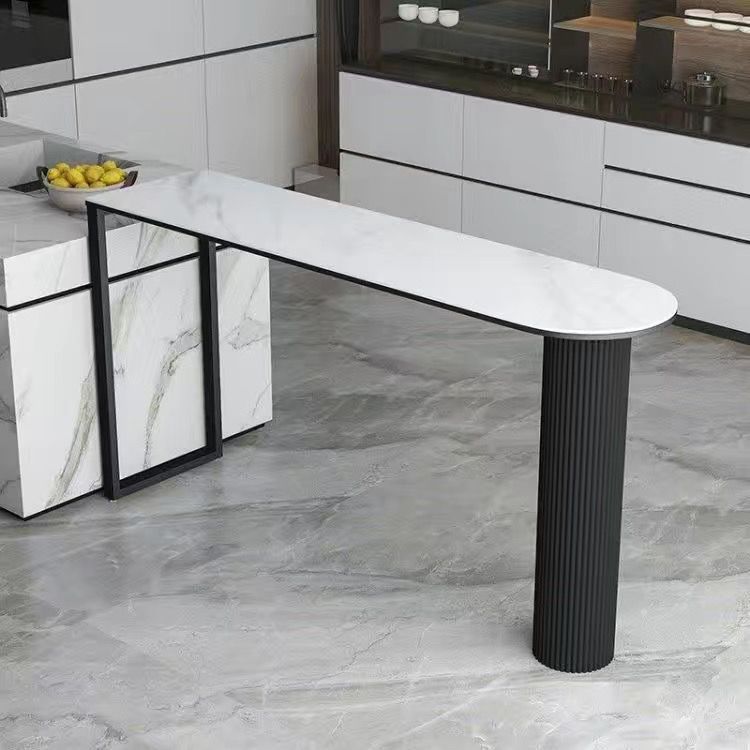 Vrije vorm stenen bar eettafel industriële dubbele voetstuk bartafel