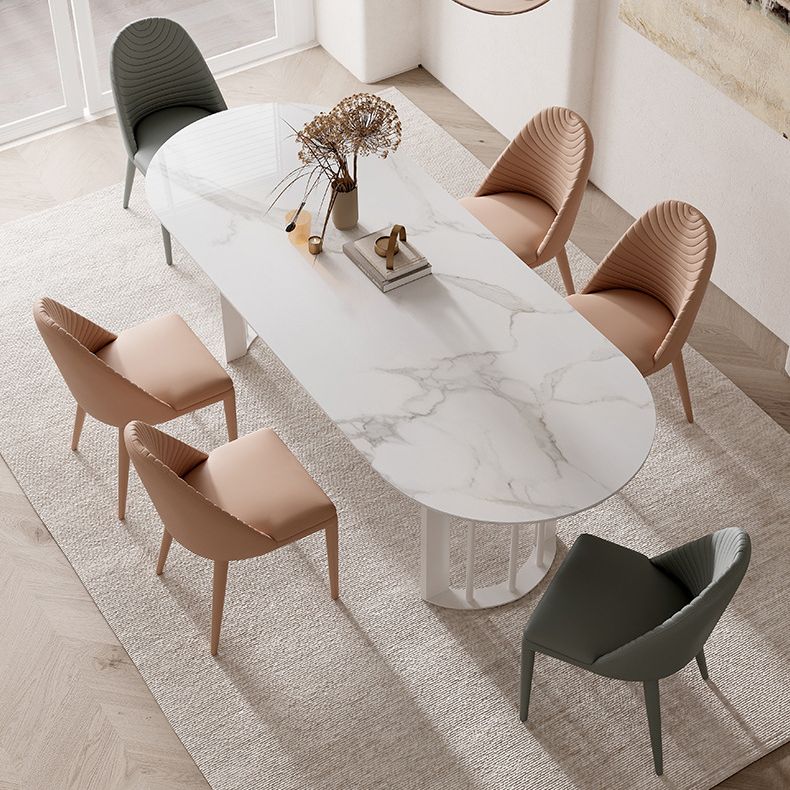 Modern Oval Dining Table Stone Top Table with Double Pedestal Base Clearhalo ' dining_table' 'Dining Tables & Seating' 'Dining Tables' 'furn' 'furn_dining_table' 'Furniture' 'furniture_dining_table' 'Kitchen & Dining Furniture' 'kitchen&dining_furn' 'kitchen' 'kitchen_dining_table' 1200x1200_164f256c-4e58-4ee4-afde-e7ffb0e916de