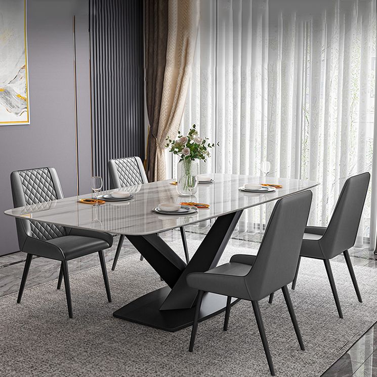 Minimalist Dining Set with Sintered Stone Dining Table and Upholstered Chairs Clearhalo 'Dining Room Sets' 'Dining Tables & Seating' 'dining_room_set' 'furn' 'furn_dining_room_set' 'Furniture' 'furniture_dining_room_set' 'Kitchen & Dining Furniture' 'kitchen&dining_furn' 'kitchen' 1200x1200_164fdd77-0717-453e-84f4-e10cf146a8b9