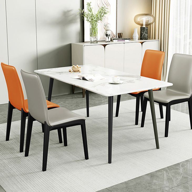 Glam -stijl lederen Parsons rug houten benen eetkamerstoel