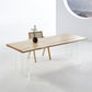 Solid Wood Dining Table Contemporary Rectangle Dining Table with Double Pedestal Base