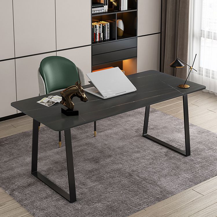 Glam Style Stone Writing Desk Rectangular Sled Base Writing Desk Clearhalo 'furn' 'furn_office_desk' 'Furniture' 'furniture_office_desk' 'Office Desks' 'Office Furniture' 'office_desk' 1200x1200_16519a77-24b0-4553-a584-9aa17d04e73d