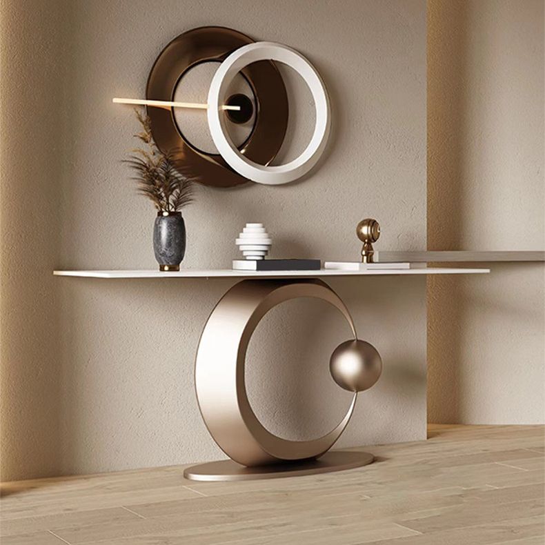 Glam Rectangle Accent Table Stone Console Sofa Table for Hall Clearhalo 'Console Tables' 'console_tables' 'Entry & Mudroom Furniture' 'furn' 'furn_console_tables' 'Furniture' 1200x1200_165226eb-5e1e-4a5e-b249-f4121be8946a