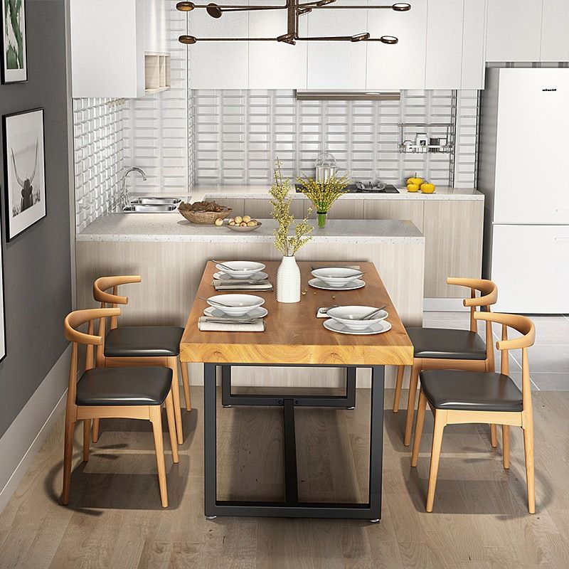 Mesa de comedor con caballete rectangular, mesa de madera moderna para comedor y Bar