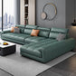 Faux Leather L-Shape Sectional with Adjustable Head Pillow for 4 People
