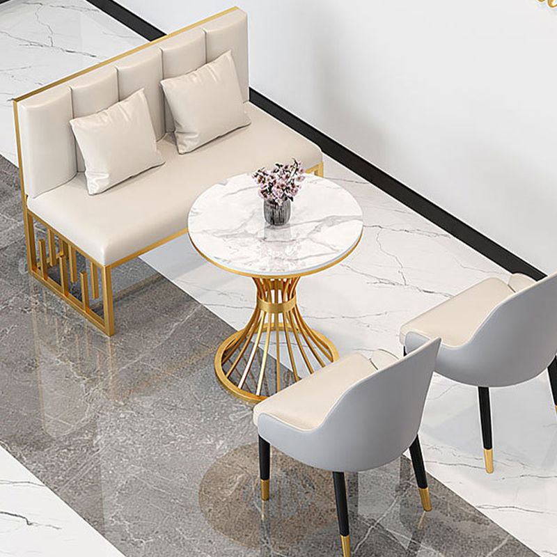 Contemporary Dining Table with Metal Pedestal Base White Top Table for Home Clearhalo 'Dining Tables & Seating' 'Dining Tables' 'dining_table' 'furn' 'furn_dining_table' 'Furniture' 'Kitchen & Dining Furniture' 1200x1200_16544a1c-ea60-45f5-9790-542971d881ab