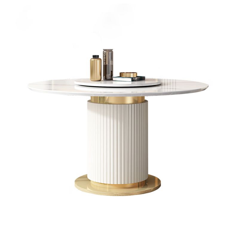 Glam 1/3/4/5/7/9 Pieces Round Dining Table Set with Sintered Stone Top Turntable Furniture Clearhalo 'Dining Room Sets' 'Dining Tables & Seating' 'dining_room_set' 'furn' 'furn_dining_room_set' 'Furniture' 'furniture_dining_room_set' 'Kitchen & Dining Furniture' 'kitchen&dining_furn' 'kitchen' 1200x1200_16548e5b-b223-463e-81fa-b04f956fda5d