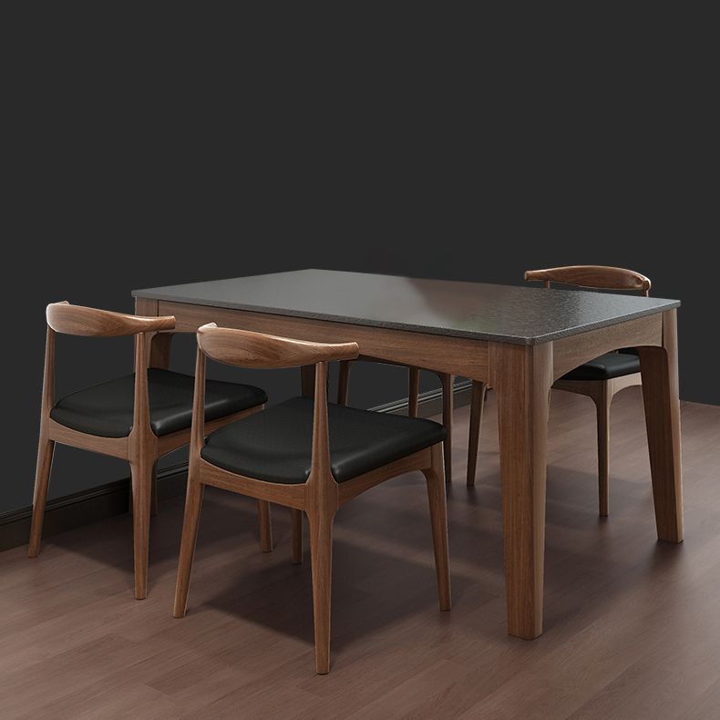 Mid-Century Sintered Stone Table Ash Wood 4 Legs Base Rectangle Table for Home Clearhalo ' dining_table' 'Dining Tables & Seating' 'Dining Tables' 'furn' 'furn_dining_table' 'Furniture' 'furniture_dining_table' 'Kitchen & Dining Furniture' 'kitchen&dining_furn' 'kitchen' 'kitchen_dining_table' 1200x1200_165641c0-abf0-4c27-8f5f-d40cc4875c08
