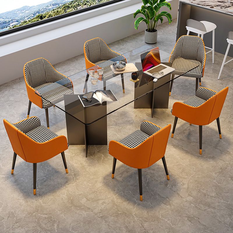 Glam Faux Leather Dining Chairs Metal Arm Dining Room Chairs Clearhalo 'Dining Chairs' 'Dining Tables & Seating' 'dining_chair' 'furn' 'furn_dining_chair' 'Furniture' 'Kitchen & Dining Furniture' 1200x1200_16567a2a-d39b-4f2f-8e82-794a465194cb