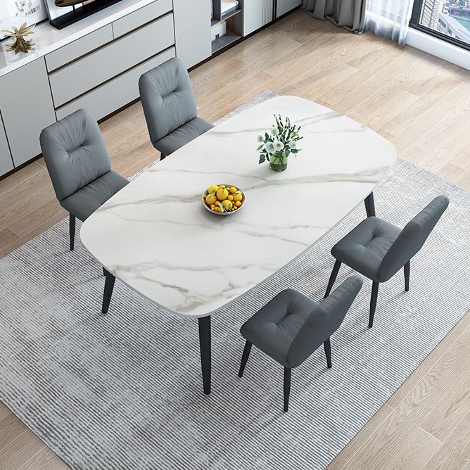 Stone Rectangle Dining Table Modern Metal Black Frame Tripod Dining Table Clearhalo ' dining_table' 'Dining Tables & Seating' 'Dining Tables' 'furn' 'furn_dining_table' 'Furniture' 'furniture_dining_table' 'Kitchen & Dining Furniture' 'kitchen&dining_furn' 'kitchen' 'kitchen_dining_table' 1200x1200_165692e6-d806-4d4e-a8b5-a7cf8aad1f58