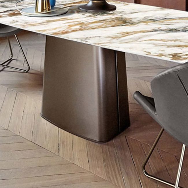 Luxury Style Sintered Stone Table Single Pedestal Base Rectangle Table for Home Clearhalo ' dining_table' 'Dining Tables & Seating' 'Dining Tables' 'furn' 'furn_dining_table' 'Furniture' 'furniture_dining_table' 'Kitchen & Dining Furniture' 'kitchen&dining_furn' 'kitchen' 'kitchen_dining_table' 1200x1200_1657a478-cfc3-481c-b11d-9bb71af365df