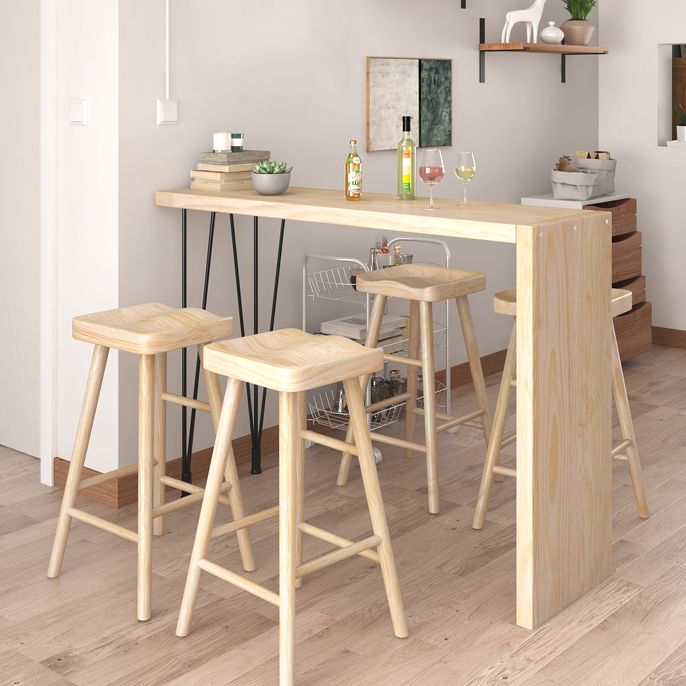 Natural Wood Counter Table with Rectangle Table Top Legs Table - 41.3" H Clearhalo 'Bar Furniture' 'Bar Tables' 'bar_tables' 'furn' 'furn_bar_tables' 'Furniture' 'furniture_bar_tables' 'Kitchen & Dining Furniture' 1200x1200_16586b31-1d82-4d5e-af53-27fd2cce638e