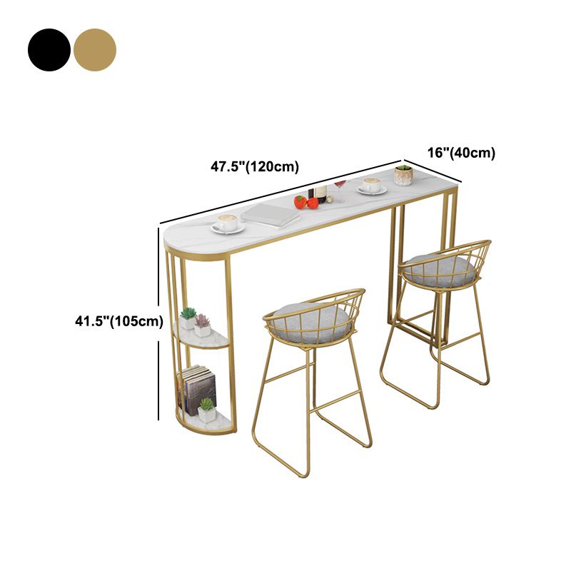 Moderne stijl balktafel stenen top pubtafel met opbergrek