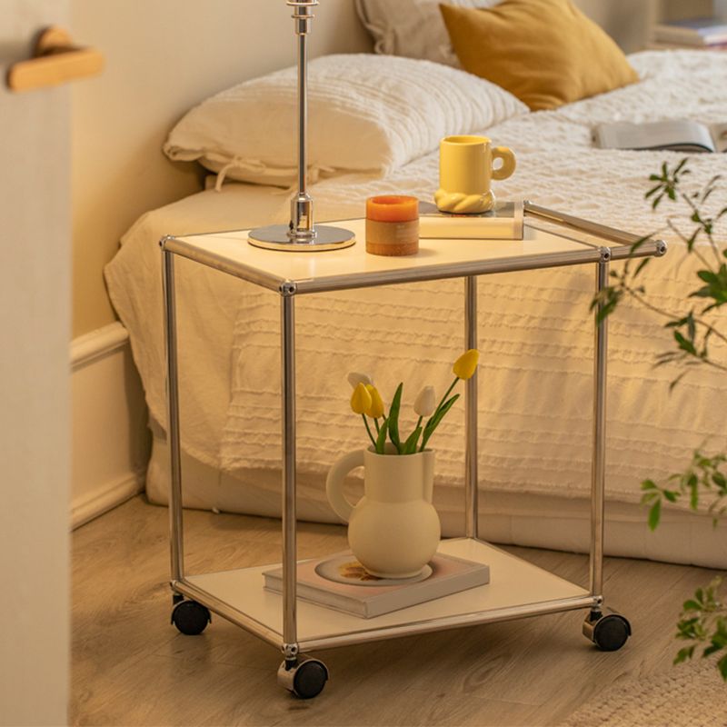 Mesa de extremo rectangular simple contemporánea con ruedas de casa de 1 estante 23.2 "de altura