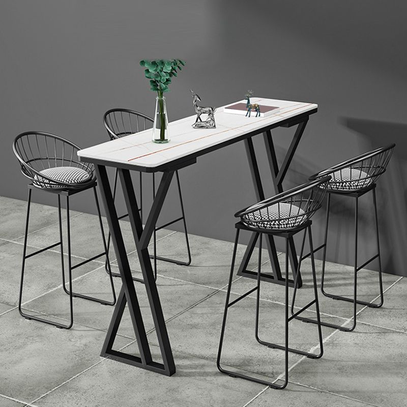 Table de Bar rectangulaire en pierre frittée, Base de traîneau, Table à manger pour cuisine et salon