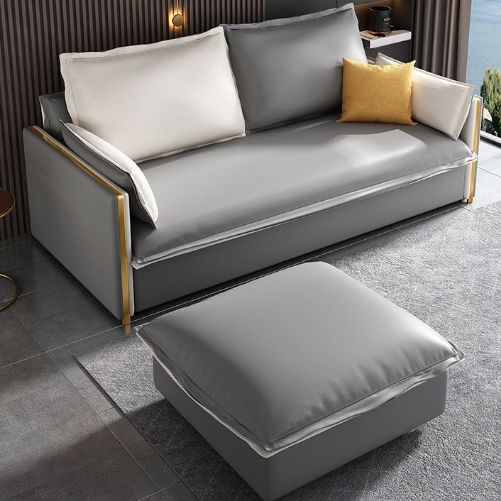 Moderne vierkante armbank Bed Gray Faux Lederen bank met opslag