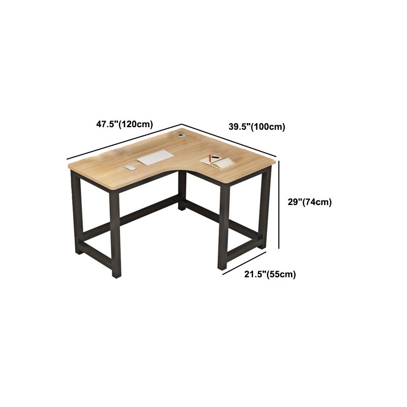 Modern Corner Wooden Writing Desk Cable Management H-Shape Office Desk with Metal Legs Clearhalo 'furn' 'furn_office_desk' 'Furniture' 'Office Desks' 'Office Furniture' 'office_desk' 1200x1200_1660bd97-f513-4739-87e2-2deb5dbc180e
