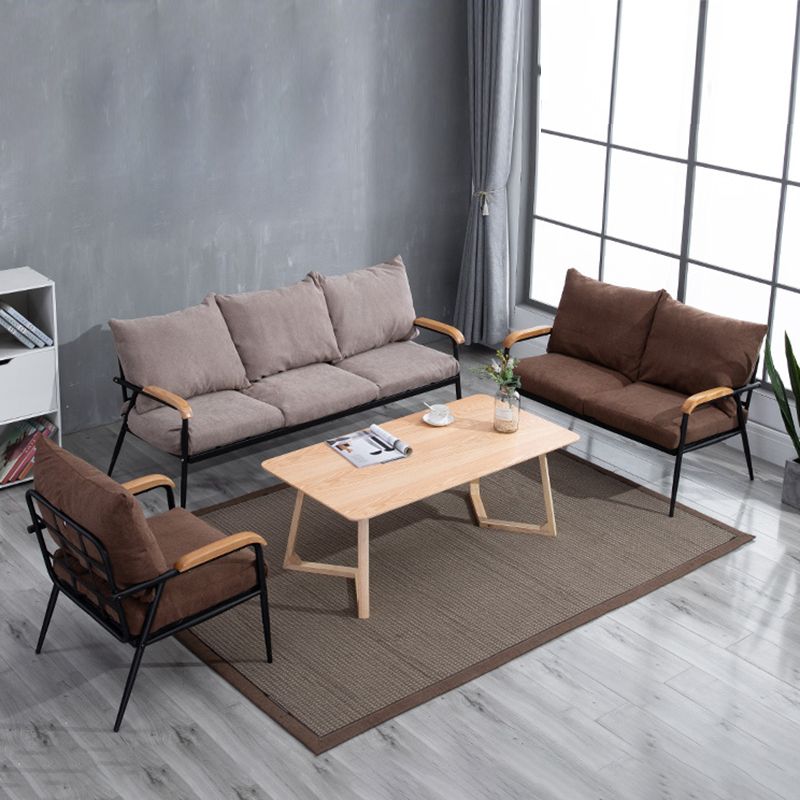 Black Classic Industrial Cushions Cotton Blend Sofa 25.6"High Square Arm Sofa Clearhalo 'furn' 'furn_sofas' 'Furniture' 'furniture_sofas' 'kitchen' 'kitchen_sofas' 'Living Room Furniture' 'Sofa' 'sofas' 1200x1200_1660de87-80ca-4774-bcd8-9e4a89aef340