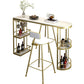 Glam Style 1/2/3 Pieces Bar Table Set Rectangle Stone Bar Table with Metal High Stools Clearhalo 'Bar Furniture' 'furn' 'furn_home_bar_bar_sets' 'Furniture' 'Home Bars & Bar Sets' 'home_bar_bar_sets' 'Kitchen & Dining Furniture' 1200x1200_16624aef-669c-4c0d-8fdc-9a29ba36feb7