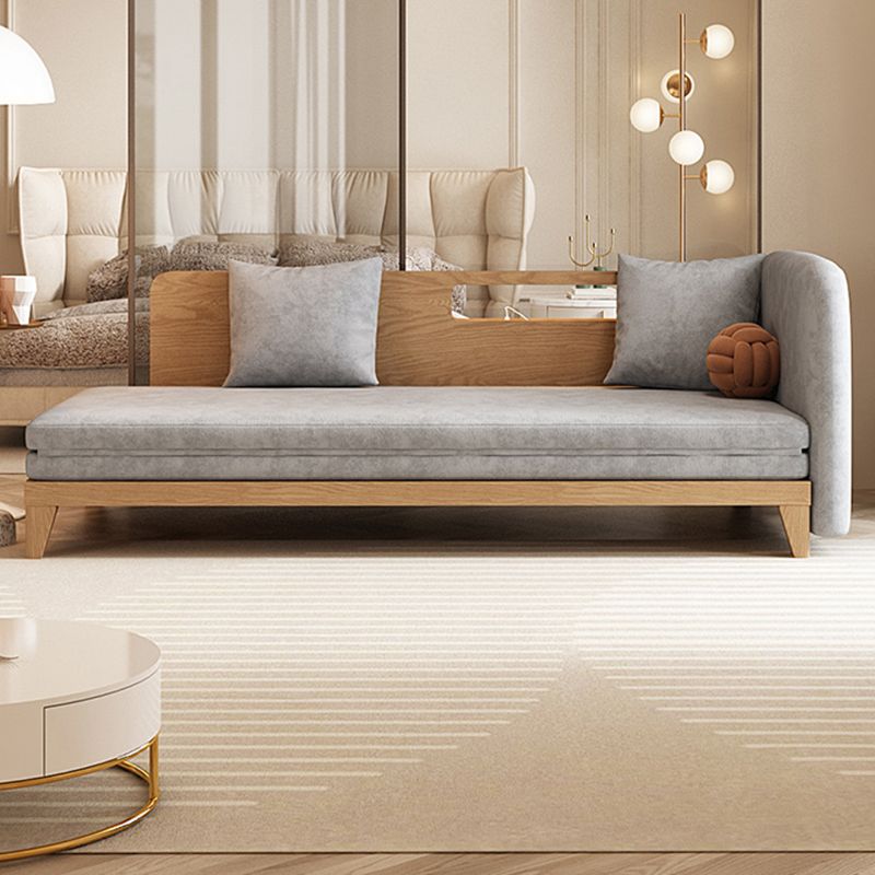 Solid Wood Removable Scandinavian Sleeper Sofa Bed in Grey Finish