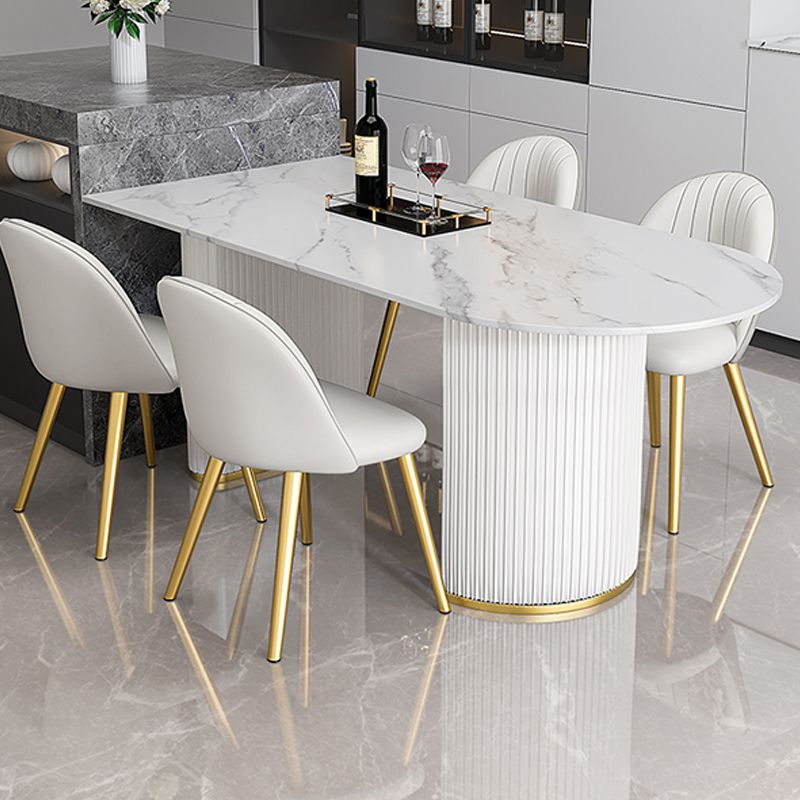 Sintered Stone Dining Table White Traditional Luxury Dining Table Clearhalo 'Dining Tables & Seating' 'Dining Tables' 'dining_table' 'furn' 'furn_dining_table' 'Furniture' 'Kitchen & Dining Furniture' 1200x1200_166487e8-7140-43fc-ba9b-f5dd860a8473