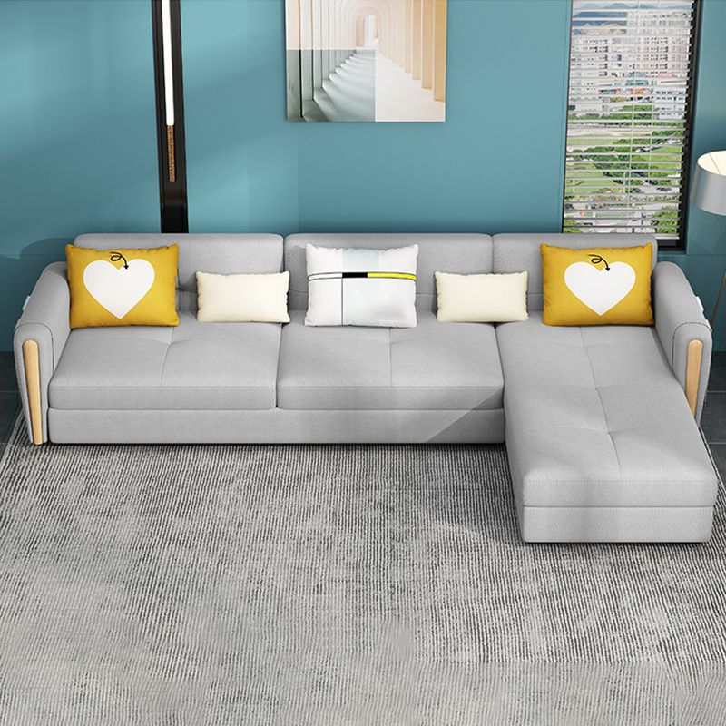 Contemporary Tight Back Sectional Gray Square Arm Sofa and Chaise Clearhalo 'furn' 'furn_sectionals' 'Furniture' 'Living Room Furniture' 'Sectionals' 1200x1200_16657987-f3fb-4011-a224-bb10e85bc9e1
