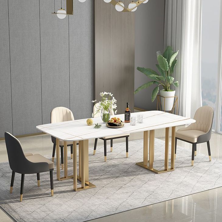 Rectangle Double Pedestal Luxury Table Sintered Stone Fixed Table for Kitchen Clearhalo ' dining_table' 'Dining Tables & Seating' 'Dining Tables' 'furn' 'furn_dining_table' 'Furniture' 'furniture_dining_table' 'Kitchen & Dining Furniture' 'kitchen&dining_furn' 'kitchen' 'kitchen_dining_table' 1200x1200_166771f0-2ebe-48be-a2b4-8075a55dd4c4