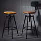 Black Metal Adjustable Height Bar Stool Solid Wood Armless Bar Stool