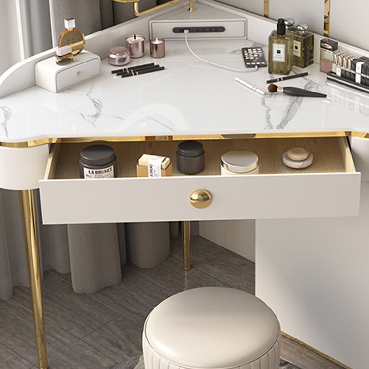 Contemporary Rectangle Make-up Vanity with 3 Drawers and Metal Base