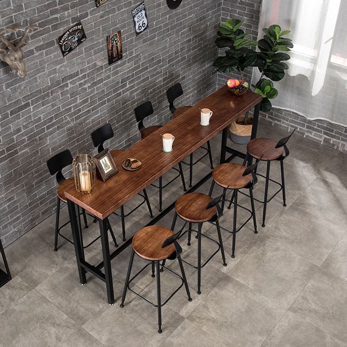 Wood Cocktail Bar Table with Rectangle Table Top Black Trestle Table - 41.3" H Clearhalo 'Bar Furniture' 'Bar Tables' 'bar_tables' 'furn' 'furn_bar_tables' 'Furniture' 'furniture_bar_tables' 'Kitchen & Dining Furniture' 1200x1200_166d1765-4be9-44f9-a671-351cb3cec7eb