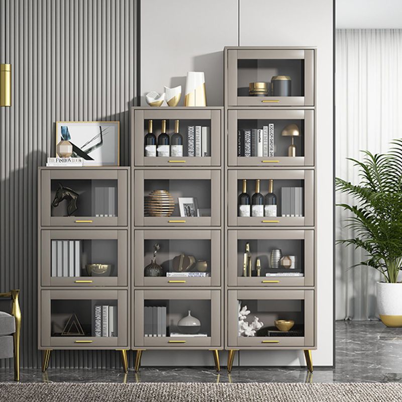 Glam Champagne/White Closed Back Standard Wood Shelf Bookcase for Living Room Clearhalo 'Bookcases' 'furn' 'furn_bookcases' 'Furniture' 'Office Furniture' 1200x1200_166d7933-4238-4b3d-80b2-a915aad8053d