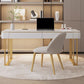 Rectangular Shaped Office Working Table Stone Writing Desk in Gold/Black Clearhalo 'furn' 'furn_office_desk' 'Furniture' 'Office Desks' 'Office Furniture' 'office_desk' 1200x1200_166f2e76-abac-4c3c-b253-f4a74c40f3b8