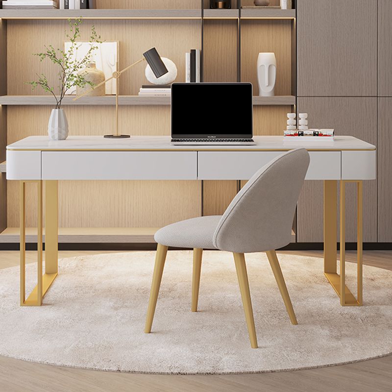 Rectangular Shaped Office Working Table Stone Writing Desk in Gold/Black Clearhalo 'furn' 'furn_office_desk' 'Furniture' 'Office Desks' 'Office Furniture' 'office_desk' 1200x1200_166f2e76-abac-4c3c-b253-f4a74c40f3b8