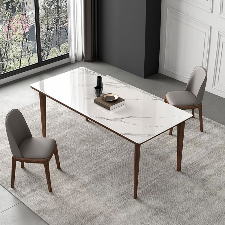 Rectangular Mid-Century Modern Table Sintered Stone Table with Wood Legs Clearhalo ' dining_table' 'Dining Tables & Seating' 'Dining Tables' 'furn' 'furn_dining_table' 'Furniture' 'furniture_dining_table' 'Kitchen & Dining Furniture' 'kitchen&dining_furn' 'kitchen' 'kitchen_dining_table' 1200x1200_166feb8b-7373-4f45-a4e5-04b8ec9d291c