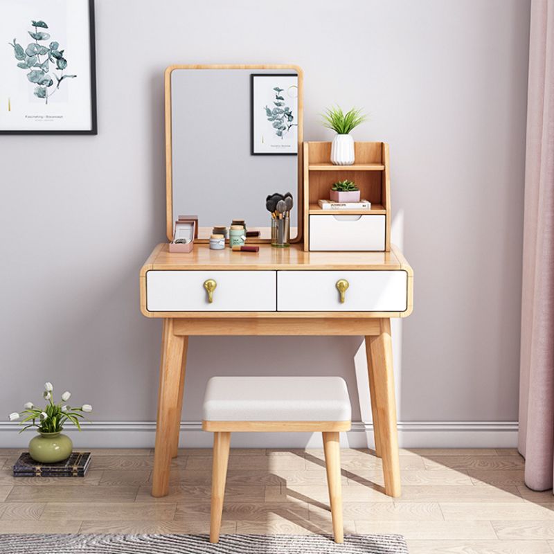 Scandinavian Make-up Vanity with 3 Storage Drawers 15.74" Wide Solid Wood Dresser Clearhalo 'Bedroom Furniture' 'furn' 'furn_makeup_vanities' 'Furniture' 'Makeup Vanities' 'makeup_vanities' 1200x1200_1670ed8a-7134-4f9f-b1cf-7e390e991b51