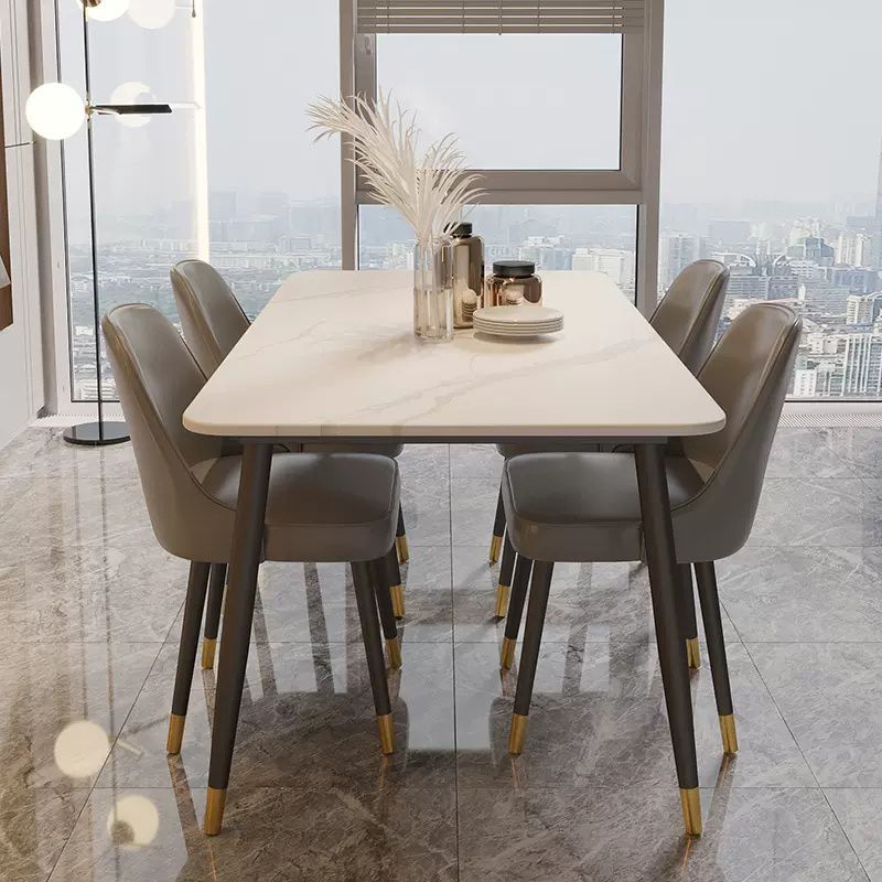 Industrial Kitchen Dinner Table Rectangle Stone 4 Legs Dining Table Clearhalo 'Dining Tables & Seating' 'Dining Tables' 'dining_table' 'furn' 'furn_dining_table' 'Furniture' 'Kitchen & Dining Furniture' 1200x1200_1672d8b3-9c26-4f7e-9ffe-246a439bee08