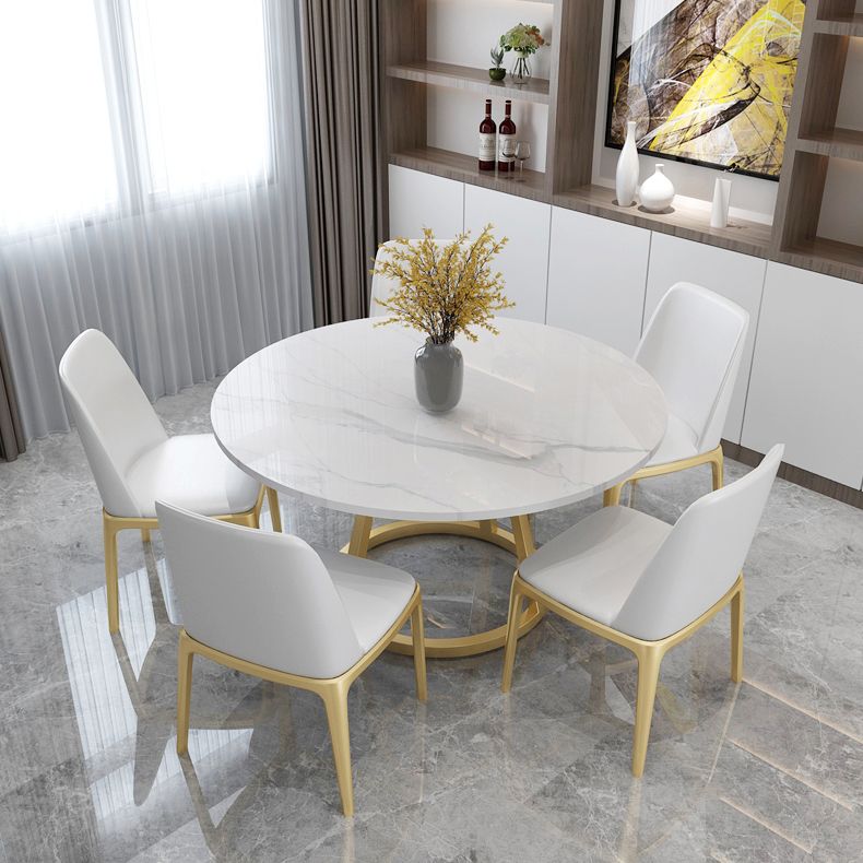 Contemporary Round Dining Table White Sintered Stone Dining Table with Pedestal Base Clearhalo ' dining_table' 'Dining Tables & Seating' 'Dining Tables' 'Furniture' 'furniture_dining_table' 'Kitchen & Dining Furniture' 'kitchen&dining_furn' 'kitchen' 'kitchen_dining_table' 1200x1200_1674316e-3c53-43ae-9d40-bb62a16b89a6