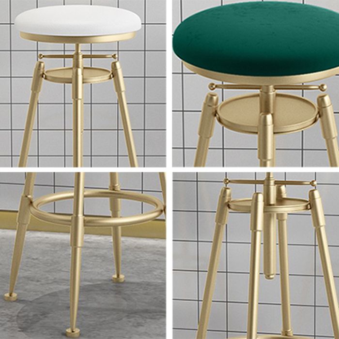 Glam Rotatable Liftable Counter Stool Iron Cafe Bar Stool with Cushion and Pedal Clearhalo 'Bar Furniture' 'Bar Stools' 'bar_stools' 'furn' 'furn_bar_stools' 'Furniture' 'furniture_bar_stools' 'Kitchen & Dining Furniture' 1200x1200_1675b79b-a4fb-4e17-aa00-7a8330d8db7a