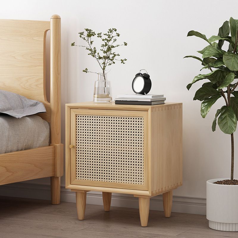 Modern Rattan Nightstand Lower Shelf Bedside Cabinet with Door for Bedroom Clearhalo 'Bedroom Furniture' 'furn' 'furn_night_stand' 'Furniture' 'night_stand' 'Nightstands' 1200x1200_16772682-1a6c-4d2e-9fbf-64ee40218006