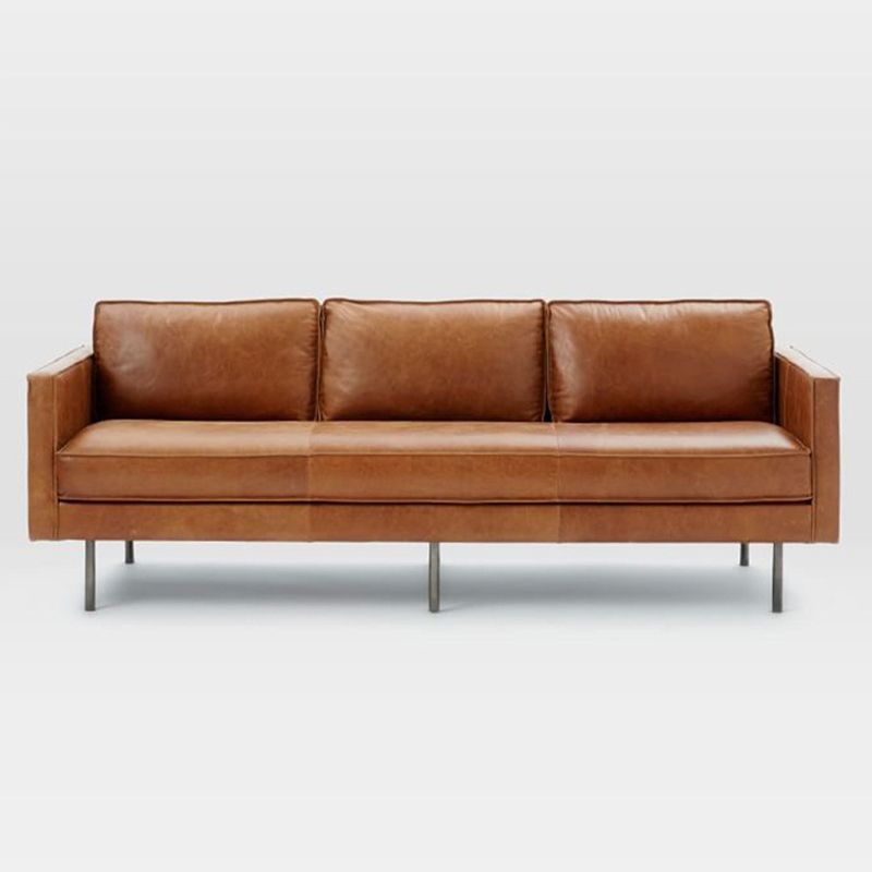Brown Leather Settee Furniture Loose Back Square Arm Loveseat Clearhalo 'furn' 'furn_sofas' 'Furniture' 'furniture_sofas' 'kitchen' 'kitchen_sofas' 'Living Room Furniture' 'Sofa' 'sofas' 1200x1200_1677ce2b-3a47-42d7-8b06-370deb6823be