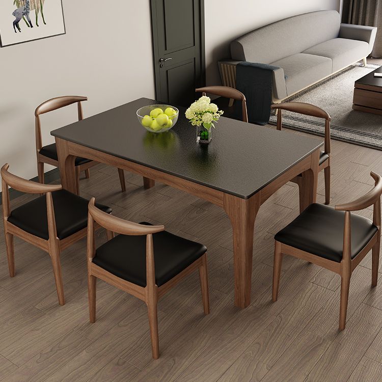 Contemporary Kitchen Rectangle Dinner Table 4 Legs Dining Table Clearhalo 'Dining Tables & Seating' 'Dining Tables' 'dining_table' 'furn' 'furn_dining_table' 'Furniture' 'Kitchen & Dining Furniture' 1200x1200_1678bdb1-e2b8-4888-9761-15a4618f3014