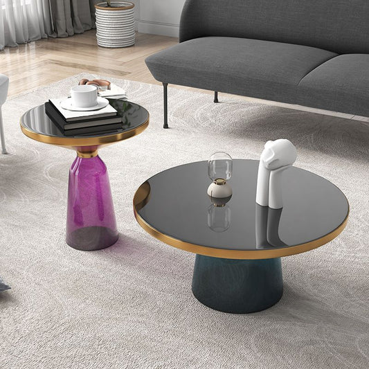 13.7"/20.8" Tall Modern Glass Pedestal Round Table Top Coffee Table Clearhalo 'Coffee & Accent Tables' 'Coffee Tables' 'coffee_tables' 'furn' 'furn_coffee_tables' 'Furniture' 'Living Room Furniture' 1200x1200_167a0186-4374-4833-accd-9878ea8a0dad