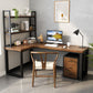 Solid Wood Writing Desk Brown L-Shape Desk with Black Steel Table Leg Clearhalo 'furn' 'furn_office_desk' 'Furniture' 'furniture_office_desk' 'Office Desks' 'Office Furniture' 'office_desk' 1200x1200_167a62b7-622e-4441-9834-a97181735999