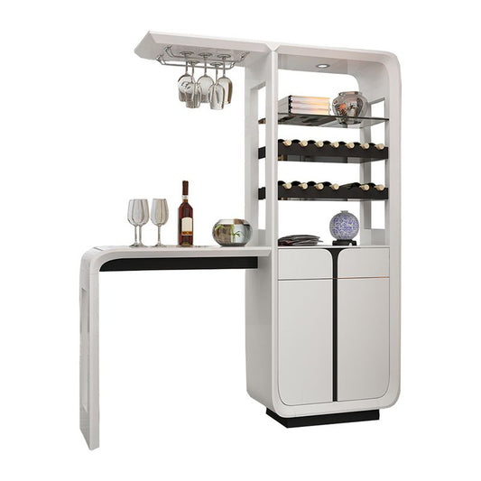 リビングルーム用のワインキャビネット付きモダンな長方形のバーテーブル木材テーブル