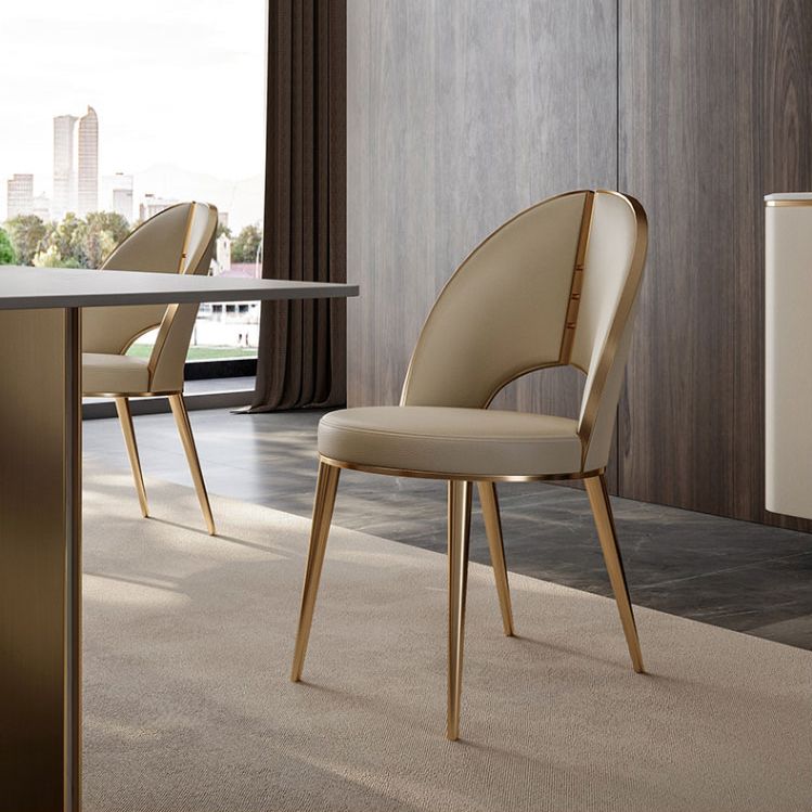 Silla de comedor lateral de cuero sinté de faux contemporáneo interiores